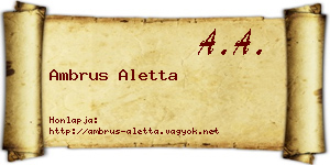 Ambrus Aletta névjegykártya